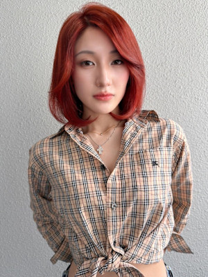 ひし形レイヤーボブ/オレンジカラー/くびれレイヤー/A69