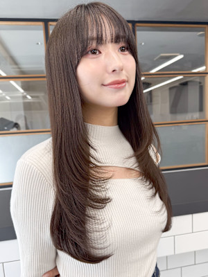 韓国風レイヤー大人可愛いロングシースルーバング20代30代4