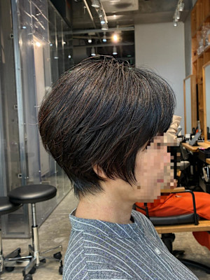 ◇大人40代50代60代ショートボブ丸みショート白髪ぼかし