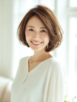 ４０代５０代◎レイヤーハイライト×小顔ボブ髪質改善