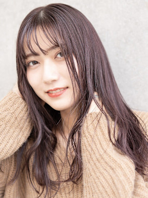 抜け感シアー前髪×ラベンダーカシスカラー