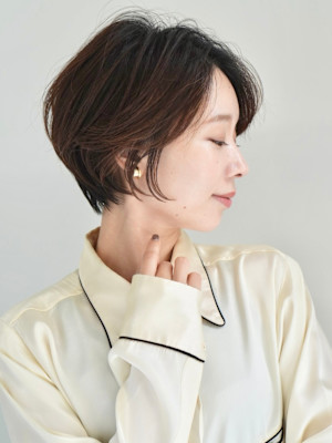 ショート・ボブ/丸顔/前髪あり/絶壁解消/30代/40代