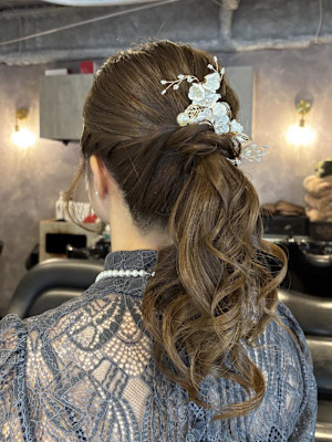 《あやね》結婚式ヘアセット／ゆるふわミドルポニー
