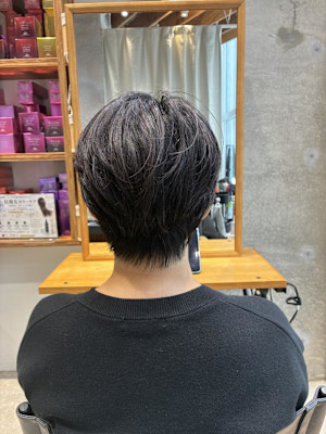 ◇大人40代50代60代ショートボブ丸みショート白髪ぼかし