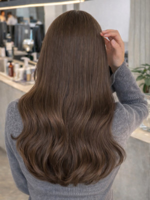 ロング顔周りレイヤー韓国ヘア似合わせカット_ba581111
