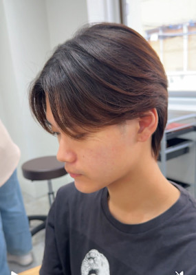 毛流れセンターパート‪✕‬ブリーチ縮毛矯正【八王子】