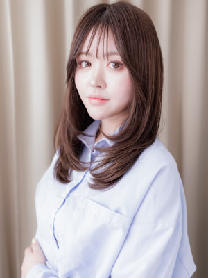 オリーブベージュメテオストレートレイヤーロング20代30代