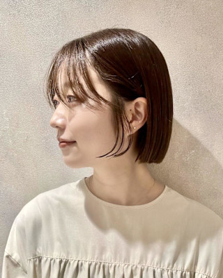 ボブ×大人ボブ×ミニボブ×ベージュカラー×前髪あり×横浜