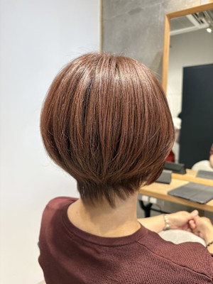 ◇大人40代50代60代ショートボブ丸みショート白髪ぼかし