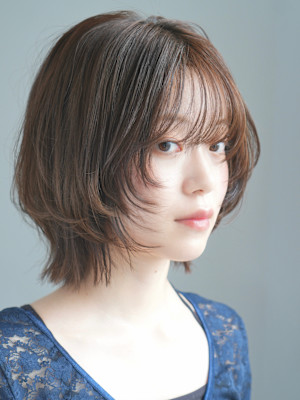 ボブレイヤー/丸顔/前髪あり/絶壁解消/20代/30代/40