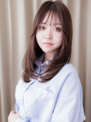 オリーブベージュメテオストレートレイヤーロング20代30代