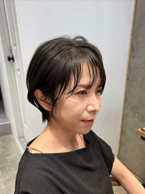 ◇大人40代50代60代ショートボブ丸みショート白髪ぼかし