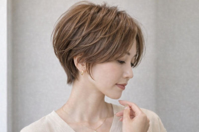 大人可愛い40代50代60代くびれショートボブ白髪ぼかし大鷲