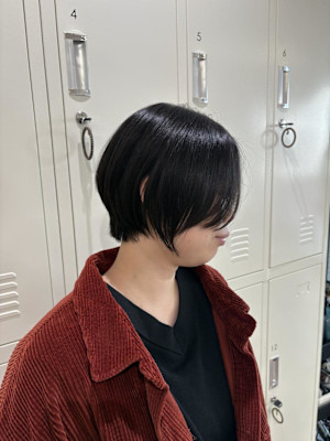 ショート×ショートボブ×丸みショート×前髪なし×横浜