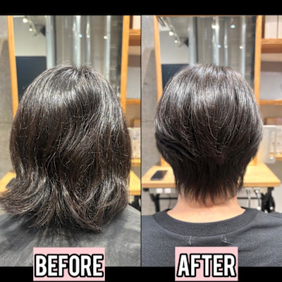 ◇大人40代50代60代ショートボブ丸みショート白髪ぼかし