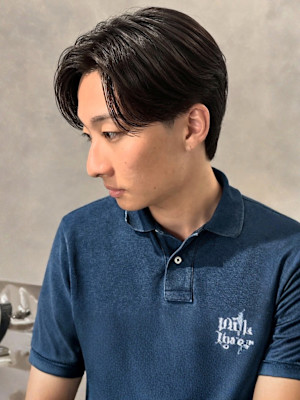 ツーブロック センターパート ビジネスショート メンズヘア