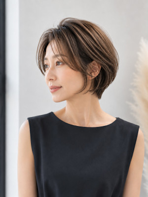 大人かわいい透け感ロング/30代40代50代藤枝ショールボブ