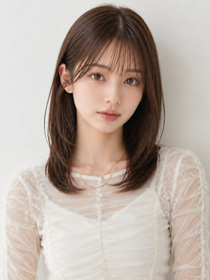 レイヤーカット 韓国ヘア ミディアムレイヤー 髪質改善
