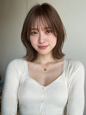 くびれショート ブラウンカラー 前髪カット 髪質改善 20代