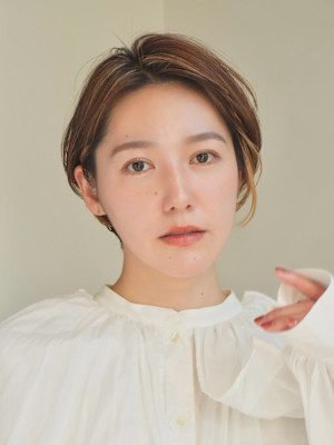 ショート・ボブ/丸顔/前髪あり/絶壁解消/30代/40代