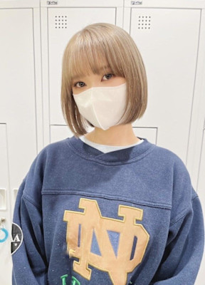 ミニボブ×ショートボブ×ミルクティーベージュ×前髪あり