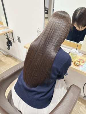 髪質改善ストレート×艶感ブラウンカラー×髪質改善カラー
