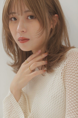 30代シースルーバング・オリーブベージュ・ハッシュレイヤー