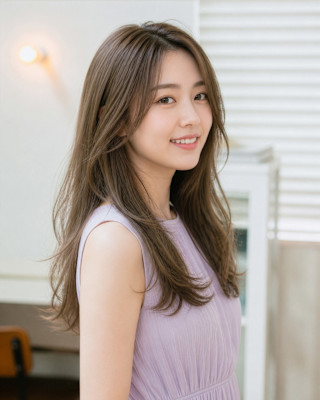大きなコテでササっと巻いたロングスタイル