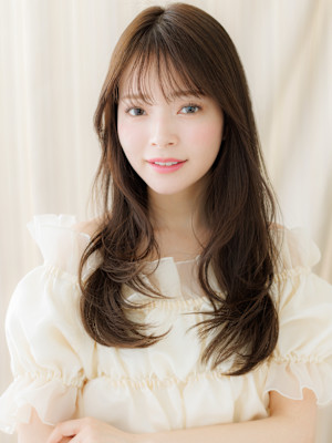 ローライトカラー大人美人毛先パーマレイヤーロング30代40代