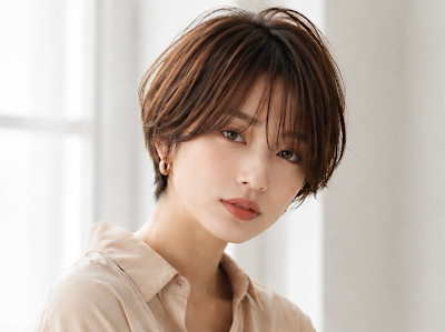 小顔シースルーハンサムショート