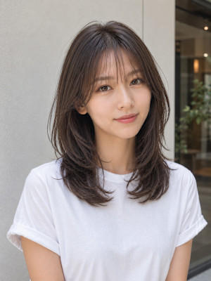 大人可愛いシースルーバング×くびれミディアム