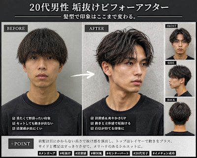 二十代男性垢抜け
