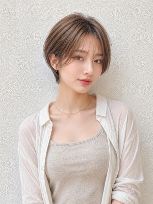 ハンサムショート ミルクブラウン 大人ショートヘア