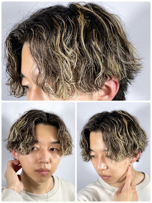 ナチュラルセンターパート×金メッシュ