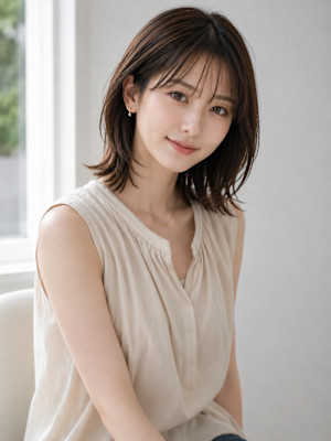 池袋 大人ミディ くびれミディ レイヤーカット シースルーバ