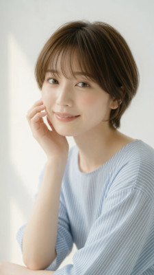 大人可愛いナチュラル耳かけショートボブ