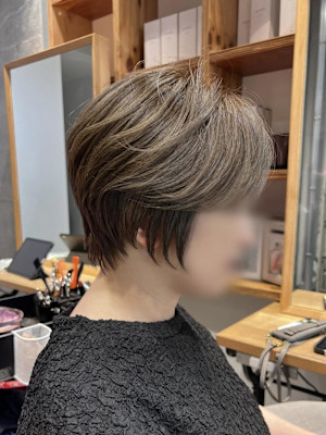 ◇大人40代50代60代ショートボブ丸みショート白髪ぼかし
