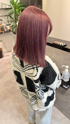 ラベンダーカラーカシスカラーケアブリーチカラーハイトーンボブ