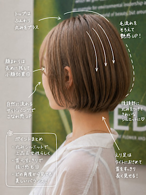 大人美シルエット丸みショートボブ