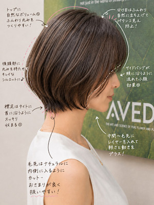 小顔見せ丸みショートボブ