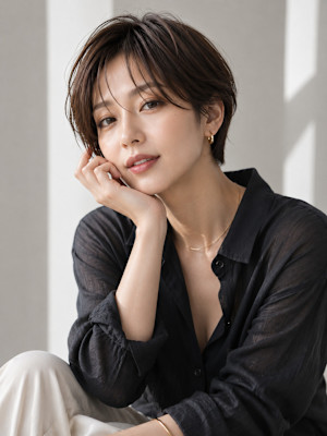 池袋 ハンサムショート 大人ショートヘア シースルーバング 