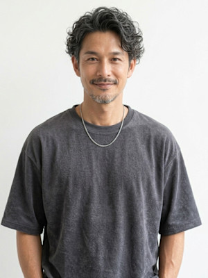 池袋 サーフカール イケオジ 大人メンズ ラフパーマ 