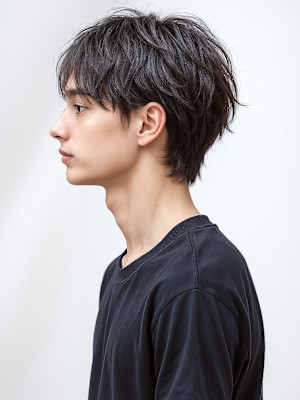 グレージュカラー波巻きツイストスパイラルp3　フリンジカット