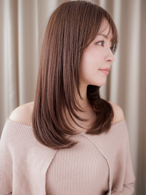 ミルクベージュ大人美人ハッシュカットワンホンレイヤー30代
