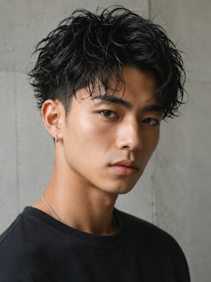 スパイラルパーマ フェードカット ツーブロック 20代
