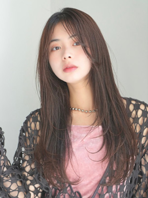 ロングレイヤー/前髪あり/顔まわりレイヤー/20代/30代