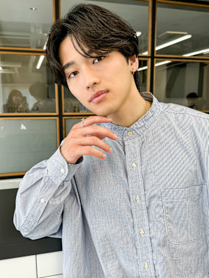 韓国ヘアシースルーマッシュニュアンスパーマ爽やか