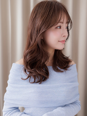 シースルーバングデジタルパーマ韓国巻きウェーブ30代40代
