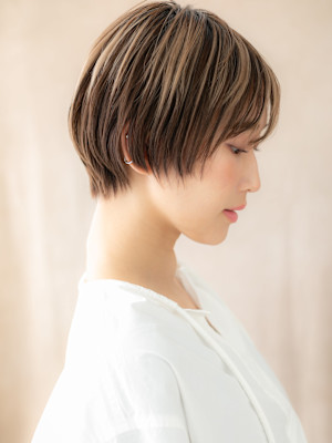 アンブレラカラーひし形小顔ベリーショートマッシュ10代20代