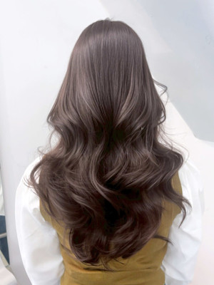 ロンググレージュ韓国ヘアオリーブベージュ_ba580781